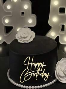 1件/3件/6件精美立体生日蛋糕装饰，完美适用于奢华优雅的蛋糕，打造高档视觉盛宴，这些装饰可以完美融入蛋糕和甜点桌的甜蜜欢乐的视觉享受中。 - 金色 - 查看 5
