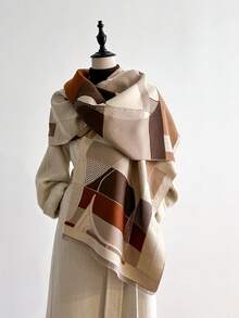 1 chiếc khăn choàng cổ ấm áp bằng vải cashmere giả jacquard họa tiết mèo tối giản, thích hợp cho phòng có máy lạnh, khăn choàng cổ đa năng thời trang cho mùa thu/đông dành cho nữ, khăn choàng mùa đông cho trang phục - Nhiều màu - Xem 2