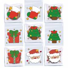 100 piezas Bolsas de PP con diseño de Feliz Navidad para galletas, dulces y dim sum con cierre adhesivo para galletas, dulces y comida de Navidad (Estilo surtido) Decoraciones navideñas, Pijamas navideños, Regalos de Navidad, Decoración navideña - Multicolor - Ver 1