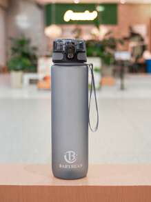 1pc 1000ml/750ml Outdoor Large Capacity Sports Water Bottle, 32oz/26oz, Direct Drinking Mouth Design, Handle Strap, Printed Logo, Plastic Portable Leak-Proof Screw Cap, Suitable For Hiking, Running, Cycling