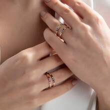 1枚简约可叠戴圆形星座石装饰戒指，适合女性和女孩佩戴，优雅的星座石戒指，可定制多宝石戒指，生日石首饰，生日礼物，伴娘礼物，母亲节礼物，精致女士首饰礼物，约会礼物，情人节礼物 - 彩色 - 查看 6