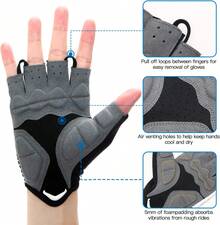 Souke Sports Guantes de ciclismo acolchados de medio dedo, guantes de bicicleta que absorben los golpes, antideslizantes, transpirables, para ciclismo de carretera, para hombres y mujeres - Blanco/Negro - Ver 9