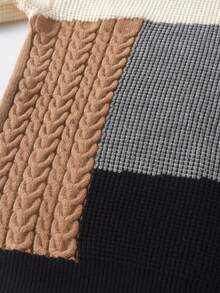 Suéter de punto grueso con estampado a cuadros en contraste para niños y adolescentes, adecuado para usar en la escuela y de forma casual en primavera, otoño e invierno