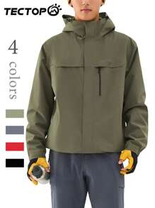 TECTOP Herren Herbst/Winter 3-in-1 thermisch gefütterter Windjacke, abnehmbares Innenfutter, warm, wasserdicht, windabweisend, geeignet für Outdoor-Wanderungen, mit Kapuze, verstellbare Manschetten, mehrere Taschen