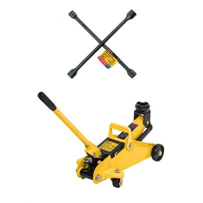 Kit talachero gato hidráulico patín 1.5t 32 movimientos llave cruz 14 pulgadas acabado negro mate herramientas mecánicas auto bricolaje reparación resistente