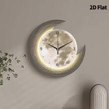 2D Flat, 1pc Modern Creative Moon Art Decorative Wall Clock, Super Silent Quartz Movement, No Ticking Sound, Decorative Clock For Living Room, Bedroom, Office, Kitchen And Cafe, Perfect For Christmas, New Year, Valentine's Day Gifts - Multicolor - View 8