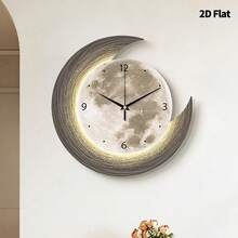 2D Flat, 1pc Modern Creative Moon Art Decorative Wall Clock, Super Silent Quartz Movement, No Ticking Sound, Decorative Clock For Living Room, Bedroom, Office, Kitchen And Cafe, Perfect For Christmas, New Year, Valentine's Day Gifts - Multicolor - View 12