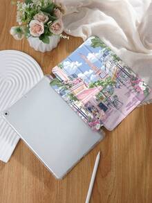 Kingsung Travel Elements 巴黎埃菲尔铁塔横版图案防震平板电脑保护套，兼容 iPad 9.7/10.2/10.5/10.9/12.9/Pro 11（第十代）、Galaxy Tab S6 Lite 10.4 英寸、Kindle Paperwhite（第十二代，2024 年）、Kindle（第十一代，2022 年），柔软防震，智能支架/自动唤醒/睡眠功能，专业礼品 - 彩色 - 查看 3