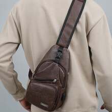 Men's Sling Bag With USB Charge Port - Stylish Multi-Way Shoulder Bag With Large Capacity, 4 Compartments For Organized Storage, Adjustable Strap For Hiking, Gym, Travel  Everyday Carry, Secure Sports Backpack For Men Teens - màu nâu - Xem 2