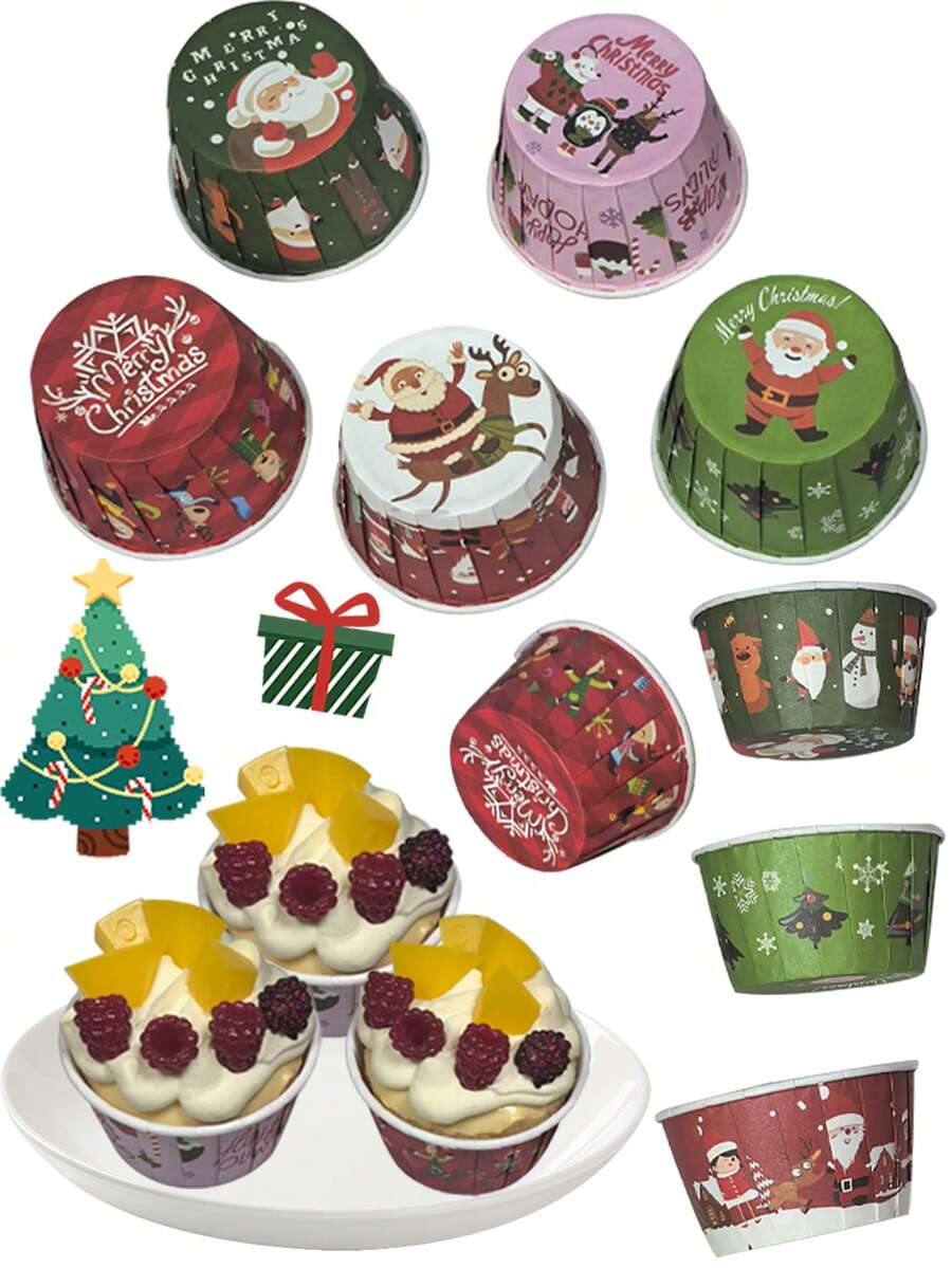 50 pezzi/100 pezzi Pirottini per rotolo di torta di Natale, Pirottini da forno antiaderenti, adatti per decorazioni di Natale, San Valentino, Pasqua, Ringraziamento, Feste, Decorazioni natalizie, Pigiami natalizi, Regali di Natale, Decorazioni natalizie