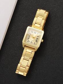 2pcs/Set Women's Fashion Casual Square Dial Quartz Wrist Watch With Steel Band, Stylish & Elegant Timepiece (Watch Box Not Included) - Multicolor - View 9