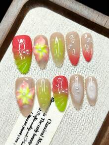 10 miếng dán móng tay thủ công, thiết kế tự dính, vẽ tay graffiti, chấm bi, họa tiết hoa 3D, thời trang và cao cấp. Các bạn gái có thể tái sử dụng, miếng dán móng tay acrylic tự dính, nghệ thuật làm móng dễ thương. - Nhiều màu - Xem 4