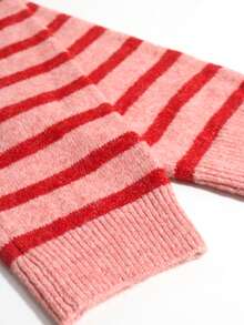 Women's Retro Striped Cardigan, Casual Daily Wear, Suitable For Spring/Autumn/Winter, Ideal For Valentine's Day Outfit - Red - View 5