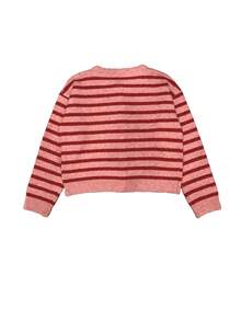 Women's Retro Striped Cardigan, Casual Daily Wear, Suitable For Spring/Autumn/Winter, Ideal For Valentine's Day Outfit - Red - View 2