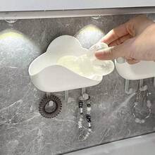 1pc Cloud-Shaped Adhesive Soap Dish Holder, Bathroom Wall Mounted Soap Storage Rack