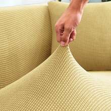AMOROSA Juego De 3 Fundas Elásticas Para Sofá (1 Plaza, 2 Plazas, 3 Plazas) Cubre Sillones Para Sala Cobertura Completa Antideslizante Lavable Cómoda Y Ajustable Para Salas Para Casa - Caqui - Ver 5
