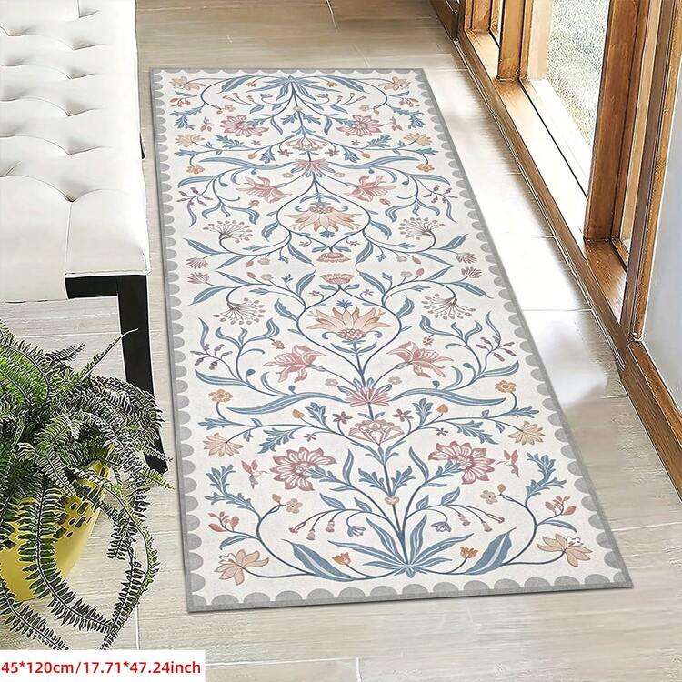 1 件法式花卉图案走廊地毯，适用于硬木地板，可用于玄关、洗衣房、走廊、卧室、厨房等场所，是四季皆宜的理想家居装饰之选。这款时尚长地毯可水洗且防滑，非常适合走廊、客厅、厨房等场所。 - 彩色 - 查看 12