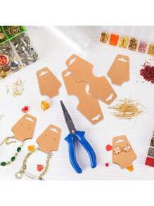 200/100pcs Necklace Display Card, Jewelry Packaging Card, Jewelry Clip, With 2 Pre Drilled Classification Kits, Necklace Bracelet Card Folding Card, Jewelry Card Packaging Card, Sturdy Hanging Card For Jewelry Earring Retail Display, Suitable For Small Businesses That DIY Hang Bracelets, Earrings, Keychains, Earrings