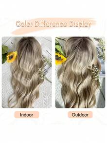 Hair Toppers For Women 18inch Wavy Hair Toppers For Women Toppers Hair Pieces For Women With Thinning Hair Ombre Highlight Synthetic Wig Clip In Hair Topper Wiglets With Fringe Bang Add Hair Volume - Multicolor - View 12