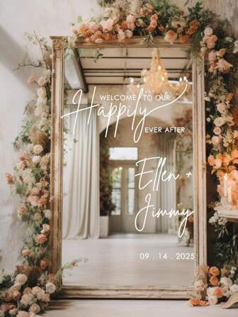 Custom Mirror Sticker Wedding Seating Chart Sticker - Wedding Sign Decor DIY Wedding Sticker - Seating Chart Mirror Sticker Welcome To The Wedding Mirror Sticker - Custom Mirror Letter Sticker - Congratulations On Your Wedding - Wedding Decor/Modern Wedding Welcome Sign/Personalized Newlyweds Name And Date