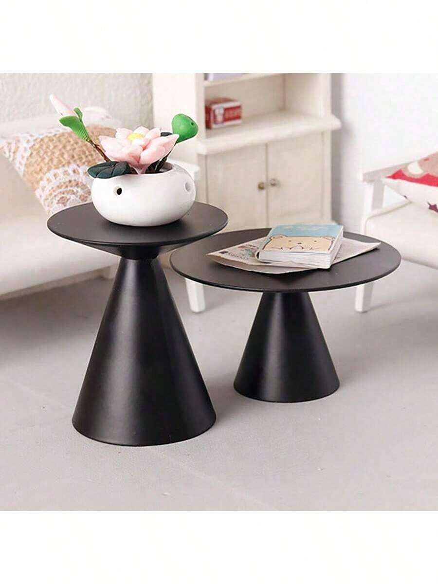 3/2/1 chiếc bàn cà phê/bàn phụ tròn bằng sắt nghệ thuật thu nhỏ, bàn trà, đồ nội thất nhà búp bê tỷ lệ 1:12, đồ nội thất phòng khách mini, ghế sofa trắng mini, bộ đồ chơi, thích hợp làm quà tặng Giáng sinh và năm mới, ghế sofa gỗ mini, đệm - Nhiều màu - Xem 1