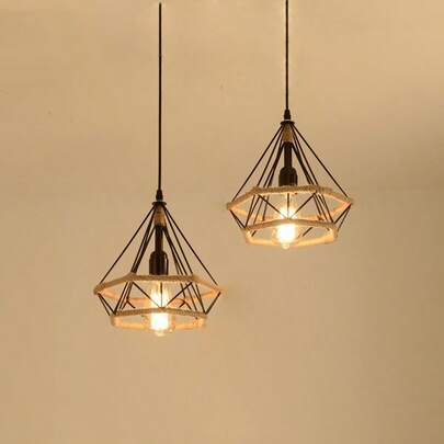 Nordic Retro Iron Creative Pendant Light, Suitable For Hallway, Living Room, Dining Room, Hallway, Hemp Rope Rhinestone Pendant Light