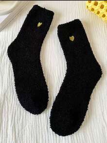 1/3/5双女士日式刺绣爱心厚款保暖袜，适合产后 - 彩色 - 查看 17
