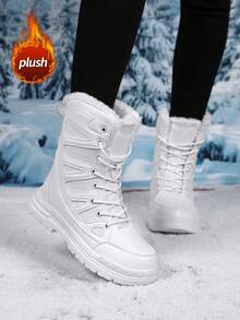 Women's Snow Boots, Anti-Slip, Waterproof, Outdoor Climbing, Thick Warm Winter Shoes - White - View 3