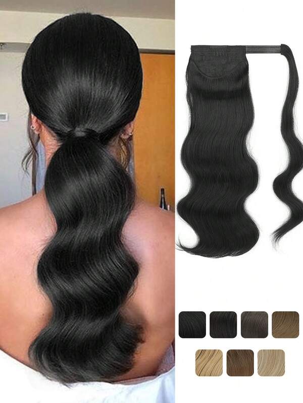 Ponytail Extension, Natural Curly Wrap Around Ponytails Hair Piece Synthetic Long Clip Pony Tail Hairpieces For Women Daily Use