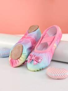 女童室内软底舞蹈鞋，儿童公主芭蕾舞鞋，舞蹈鞋练习鞋，闪亮芭蕾舞鞋，平底拖鞋 - 彩色 - 查看 2