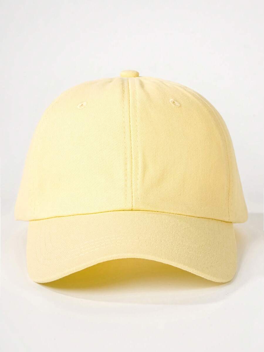 男士纯色简约遮阳棒球帽，休闲日常佩戴 - 鵝黃 - 查看 1