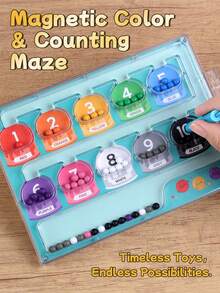 Magnetic Color And Number Maze, Wooden Color Classification Maze, Wooden Color Matching Learning Counting Puzzle Board, Montessori Counting Matching Games Color Sorting Board, Montessori Fine Motor Skills Toys For Kids Ages 3+ - Multicolor - View 1
