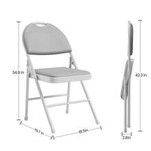 GarveeHome - Juego de 4 sillas plegables con cojín y respaldo acolchados de piel sintética, de metal, para interior y exterior, apilables, para camping, comedor, oficina y fiestas, color beige - Beis - Ver 4