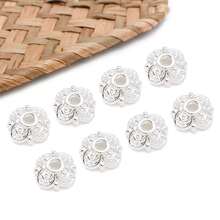 20 件 18K 镀金珠帽花形金属珠端盖黄铜散珠隔珠花丝花形手链珠适用于 DIY 工艺耳环项链珠宝制作 - 彩色 - 查看 11