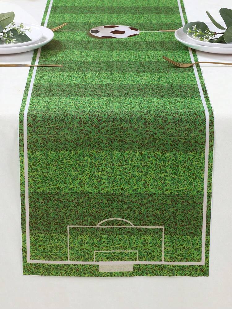 1 pieza Camino de mesa de fútbol, Camino de mesa de poliéster de fútbol, Mantel con tema de fútbol para fiesta, Mantel decorativo para fiesta de cumpleaños, boda, bautizo, fiestas, para interiores y exteriores, Decoración de mesa de regalo, centro de mesa, comedor, cocina, decoración del hogar, Regalos de fiesta - fútbol americano - Añade 6
