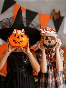 50pcs/ Halloween Pumpkin & Ghost Lollipop Cards, With Pumpkin And "Happy Halloween" Design - Party Table & Wall Decoration Paper Stands, Great For Party Favors And Decor, Halloween Decorations