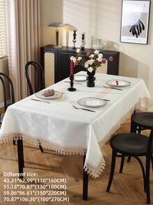 1 块提花缎面桌布，水溶性蕾丝边，优雅简约宫廷风格，优质面料，适用于方形、矩形桌子、厨房、餐厅、会议、书桌、咖啡桌、梳妆台、装饰围巾、家居装饰、桌旗、餐垫，适用于客厅、咖啡桌、卧室、庭院、室内/室外家具、露营、别墅、节日、派对、橱柜聚会、节日装饰、派对/婚礼装饰，有多种尺寸可供选择 - 卡其色 - 查看 3