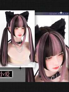 长款黑色红色粉色合成假发角色扮演洛丽塔原宿假发带刘海自然波浪万圣节红色日常假发长直发合成假发黑色带红色挑染角色扮演假发带刘海女士天然头发耐热纤维 - 彩色 - 查看 6