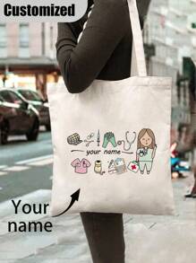 1pc Customized Nurse Appreciation Bag, Customizable Name Or Text, - Stylish & Durable Accessory Organizer For Nurses, Coworkers & Doctors - Perfect Personalized Gift Pencil Case & Makeup Pouch