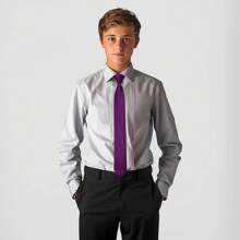 Solid Color Boys Tie Pre-Tied Adjustable S Necktie Age 8-12 Wedding School Graduation