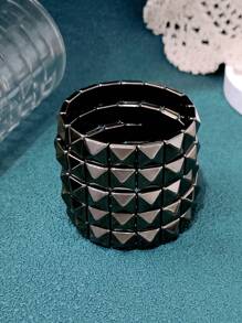 LADYCOCO 5 件朋克风格铆钉手链套装，男女通用黑色个性化铆钉手链套装，适合日常佩戴、派对、音乐节