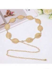 Vintage Metal Waist Chain, Versatile Accessory For Dresses, Skirts, Pants, Belt - Black - View 1