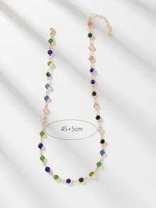 1 pieza Collar largo dorado de dos capas con forma de Y y borlas de colores para mujeres, accesorio de joyería sexy. Adecuado para usar en fiestas o festivales de música.