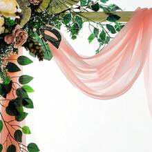 1pc 27*236 Inch Coral Pink Sheer Backdrop Curtain, Suitable For Wedding Arch, Ceremony, Reception, Party, Event, Garden, Outdoor Decoration
