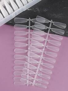 FULL BEAUTY 240 片长棺材透明假指甲按压指甲美甲用品短指甲 - 無色 - 查看 7