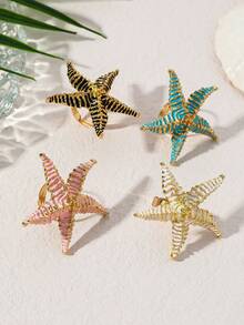 1pc Starfish Ring, Fashion Jewelry Gift For Women, Suitable For Birthday Party, Accessory For Daily Wear - starfish - View 3