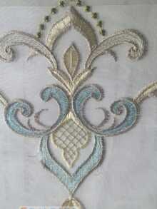 1 件欧式优雅刺绣薄纱窗帘，简约设计，适合客厅、卧室、飘窗、阳台，定制窗帘布 - 彩色 - 查看 6