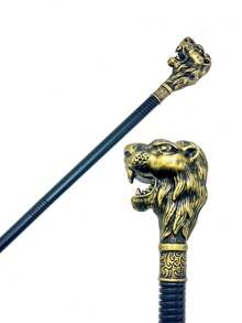 1pc Two-Color Lion Cane Two Sections Detachable Retro Civilized Stick Fashionable And Elegant High-End British Gentleman Walking Stick Suitable For Daily Holiday Gifts Christmas Halloween Role-Playing Stage Performances Halloween Accessories