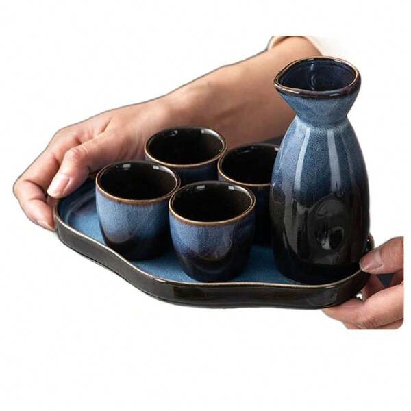 日本酒セット 陶器酒ディスペンサー 焼酎カップ 古風酒カップ 温酒器 日本酒カップセット