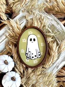 1pc Halloween 3D Wooden Frame Miniature Ghost Decor, Farmhouse Style, Handmade, Figurine Statue, Small Gift, Suitable For Multi-Tier Tray Decor, Holiday Decoration, Party Favors, Halloween Home Decor - Multicolor - View 14